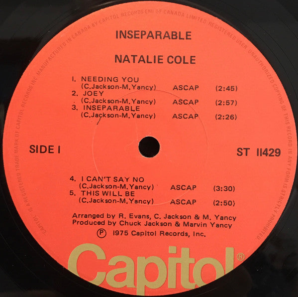 Natalie Cole – Inseparable – 1975 – Soul / R&B / Pop (vinyl)