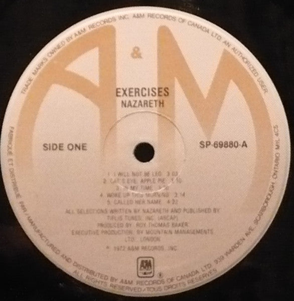 Nazareth Exercises - 1972-Hard Rock ( vinyl ) re issue. - marks on one side