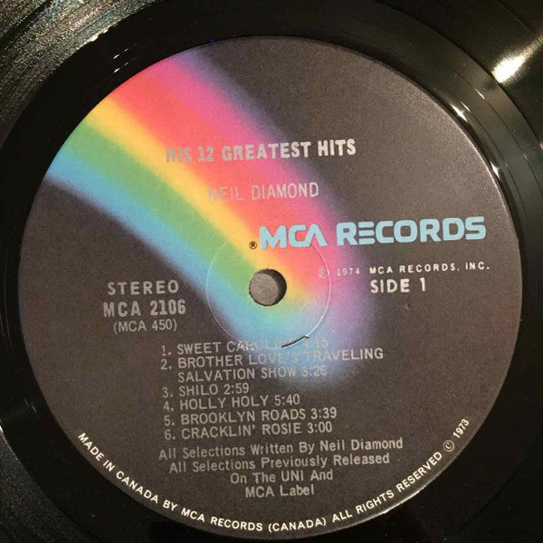 Neil Diamond – His 12 Greatest Hits – 1974 – Pop / Soft Rock / Singer-Songwriter (Canadian pressing) Vinyl