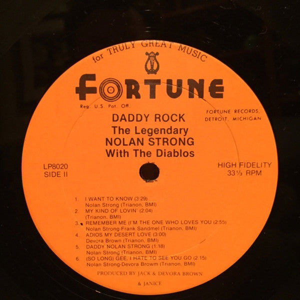 Nolan Strong And The Diablos – Daddy Rock: The Legendary Nolan Strong With The Diablos - 1984-Rock, Funk / Soul /Rhythm & Blues, Doo Wop, Rock & Roll (Rare Vinyl)