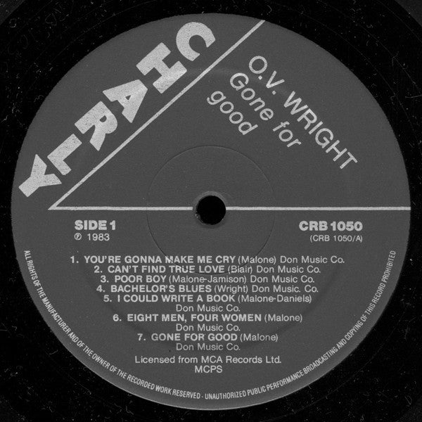 O.V. Wright Gone For Good - 1988=Rock, Blues Style: Rock & Roll, Rhythm & Blues (Vinyl)