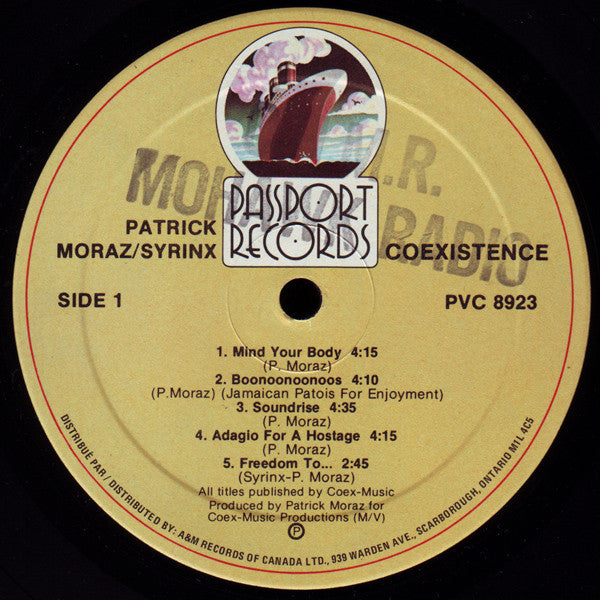 Patrick Moraz Syrinx Coexistence 1980 Prog Rock (vinyl) radio letters on the cover