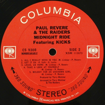 Paul Revere & The Raiders – Midnight Ride - 1966 - Garage Rock, Pop Rock (rare vinyl)