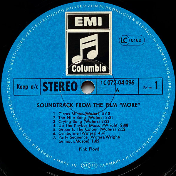 Pink Floyd Soundtrack From The Film -More 1969 Rock, Stage & Screen Style: Soundtrack, Psychedelic Rock, Prog Rock (German Import Vinyl)