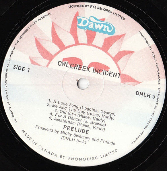 Prelude – Owlcreek Incident (Folk‑Rock, Vinyl LP) DNLH‑3