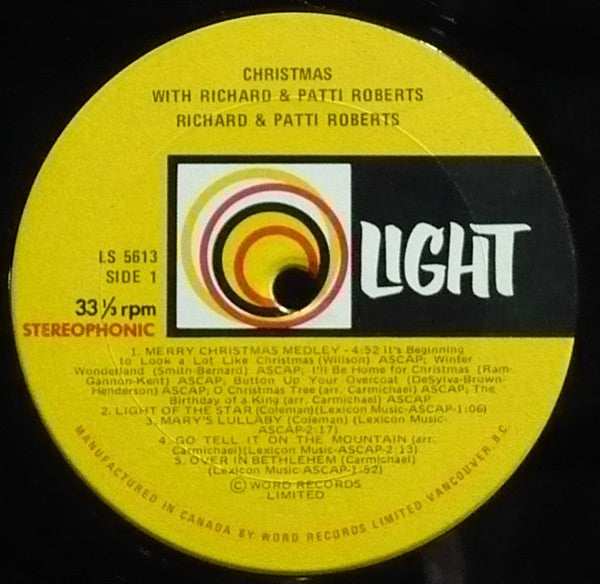 Richard & Patti Roberts – Christmas with Richard & Patti – 1970s – Holiday / Inspirational / Vocal ( Vinyl)