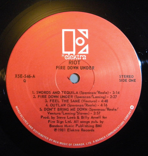 Riot Fire Down Under - 1981 - Heavy Metal (Vinyl)