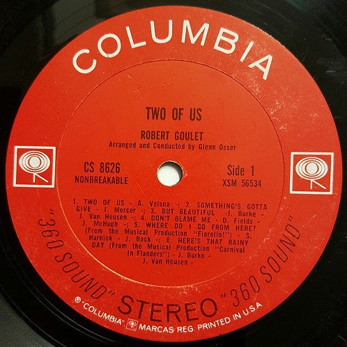 Robert Goulet – Two Of Us 1962 Genre: Pop Style: Vocal (Vinyl) MInt Copy