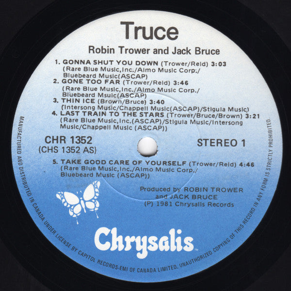 Robin Trower & Jack Bruce – Truce (Rock / Blues‑Rock / Power Trio, Vinyl LP) CHR‑1352