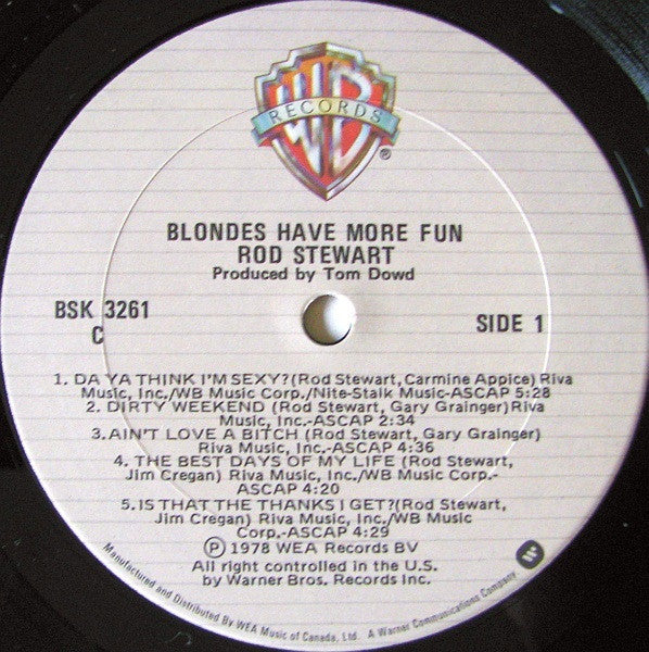 Rod Stewart – Blondes Have More Fun - 1979 - Classic Rock (clearance vinyl) a few marks