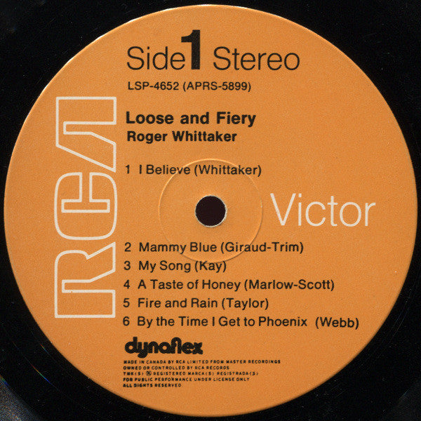 Roger Whittaker – Loose And Fiery -1972- Pop, Folk, World, & Country (New Vinyl - Sealed )