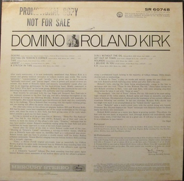 Roland Kirk – Domino 1962- Jazz Style: Bop, Post Bop (Rare Vinyl)