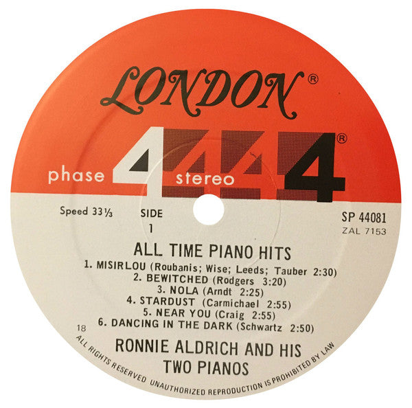 Ronnie Aldrich – All-Time Piano Hits – Instrumental / Easy Listening / Lounge (vinyl)