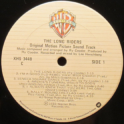 Ry Cooder – The Long Riders (Original Sound Track) 1980- Folk, World, & Country, Stage & Screen Style: Soundtrack (Vinyl)