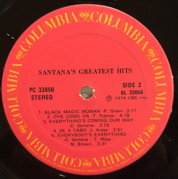 Santana's greatest hits - 1974-Rock Style: Blues Rock, Psychedelic Rock (Viny) Near Mint