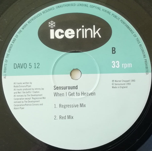 Sensuround – When I Get To Heaven - 1993-Electronic, Rock, Pop Style: Progressive House, House, Blues Rock, Synth-pop, Indie Rock ( UK Import Vinyl )