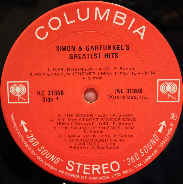 Simon and Garfunkel's Greatest Hits 1972 Folk Rock(vinyl) Mint