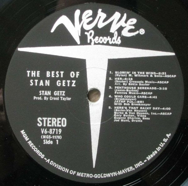 Stan Getz – The Best of Stan Getz (Jazz / Bossa Nova / Cool Jazz, Vinyl LP) V6‑8719