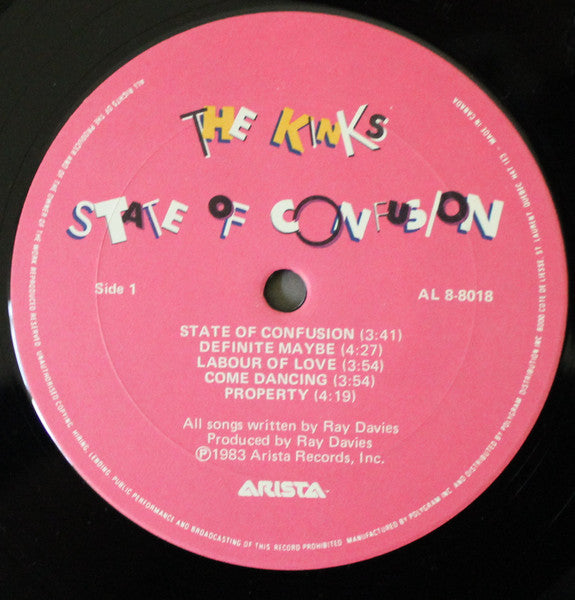 Kinks, The - State of Confusion -1984- Classic Rock (vinyl) Canadian Release