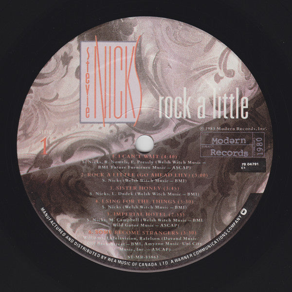 Stevie Nicks – Rock a Little – 1985 – Pop Rock / Synth-Rock / Gothic Balladry (vinyl)