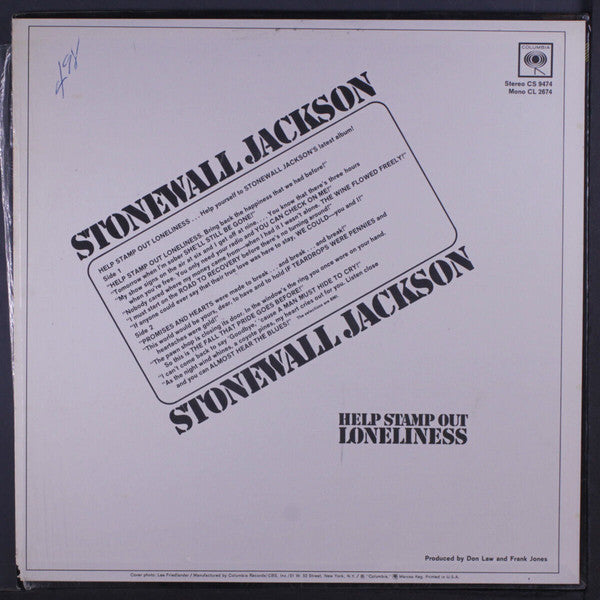 Stonewall Jackson – Help Stamp Out Loneliness - 1967- Folk, Country (Vinyl)