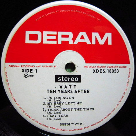 Ten Years After – Watt 1970 Genre: Rock Style: Blues Rock (Vinyl ) N mint