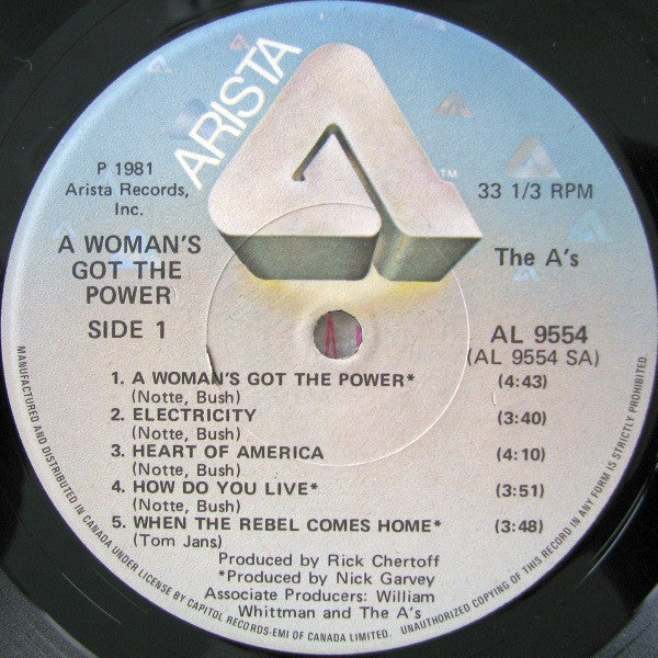 The A's – A Woman's Got The Power 1981-New Wave, Power Pop (Vinyl)