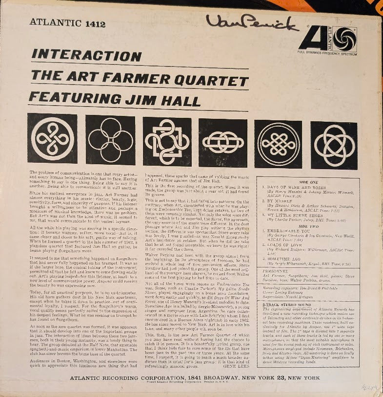 The Art Farmer Quartet Featuring Jim Hall – Interaction Oct 1963 Genre: Jazz (Vinyl) Rare