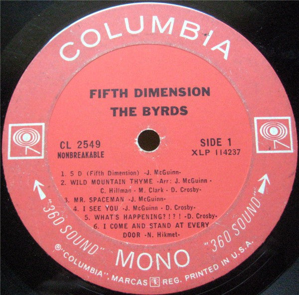 The Byrds – Fifth Dimension - 1966-Rock Style: Folk Rock, Psychedelic Rock (Clearance Vinyl) marks