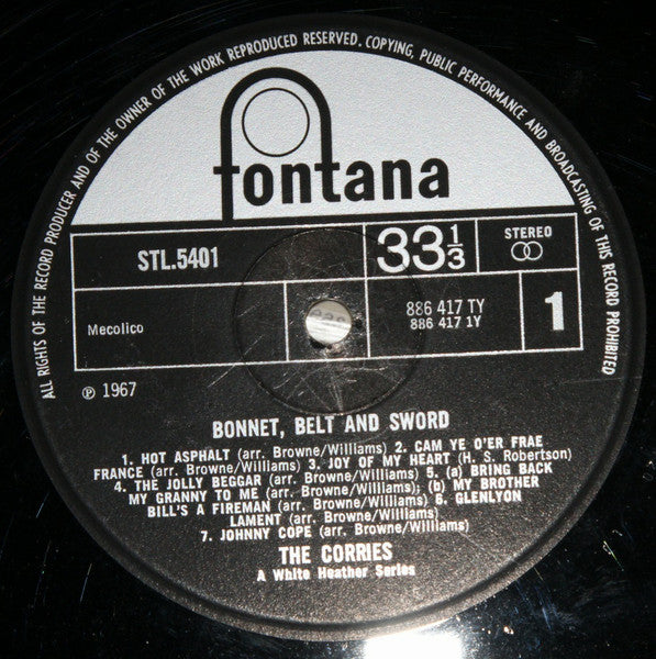 The Corries – Bonnet, Belt and Sword (Scottish Folk, Vinyl LP) Fontana STL.5401