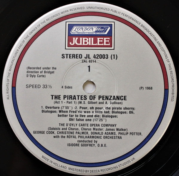 The Pirates Of Penzance-Gilbert & Sullivan, D'Oyly Carte Opera Co.*, Bridget D'Oyly Carte, Royal Philharmonic Orchestra . Isidore Godfrey (Mint 2 lp set)