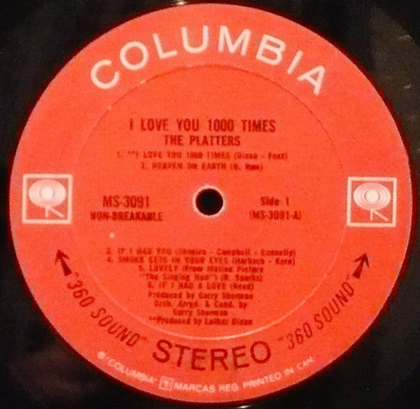 The Platters – I Love You 1,000 Times 1966 - Funk / Soul Style: Soul (Vinyl) Near Mint