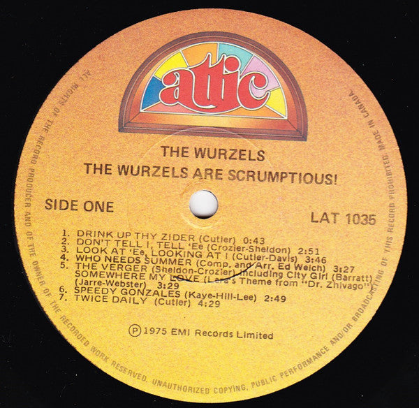 The Wurzels – The Wurzels Are Scrumptious! (Folk / Comedy / UK Rural, Vinyl LP) LAT1035 Label: Attic