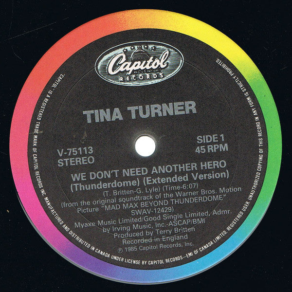 Tina Turner – We Don't Need Another Hero (Thunderdome) - 985- Rock ( Vinyl, 12")