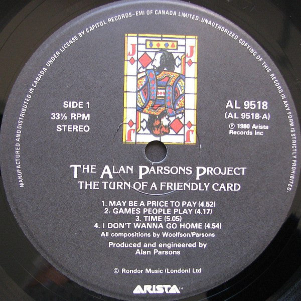 Alan Parsons Project - The Turn Of A Friendly Card -1980 Synth-pop, Symphonic Rock (vinyl)