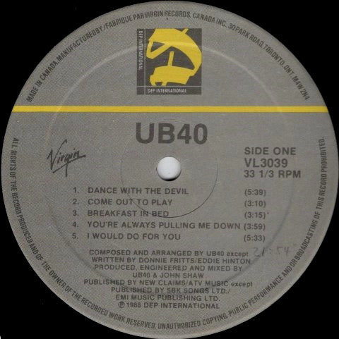 UB40 – UB40 – 1988 – Reggae / Pop (vinyl)