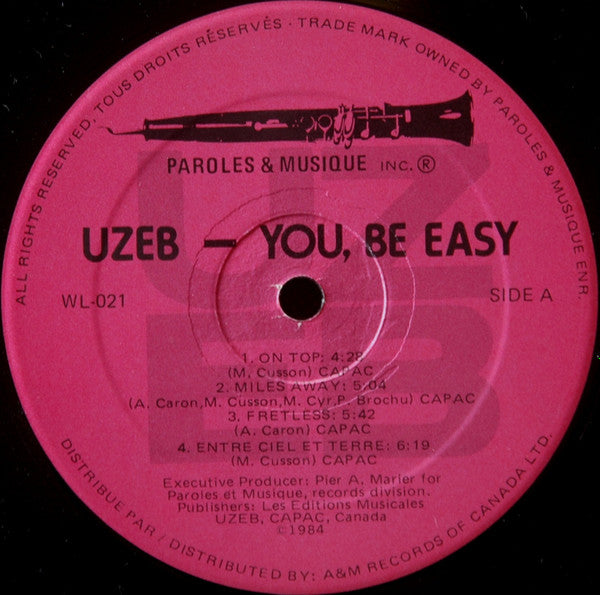 UZEB – You, Be Easy 1984-UZEB – You, Be Easy (vinyl) Mint