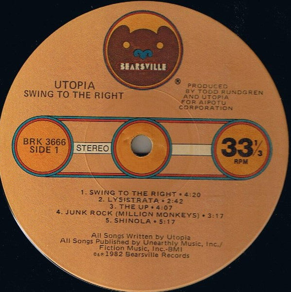 Utopia Swing To The Right - Feb 24, 1982 Rock (vinyl)