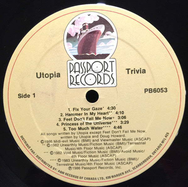 Utopia Trivia - 1986-Pop Rock (Vinyl) Mint