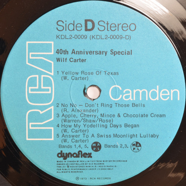 WILF CARTER – 40th Anniversary Special 1973, Country/Western 2LP Compilation (vinyl)
