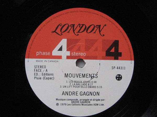 André Gagnon – Mouvements – 1979 – Classical / Instrumental / Québecois (Vinyl) Mint