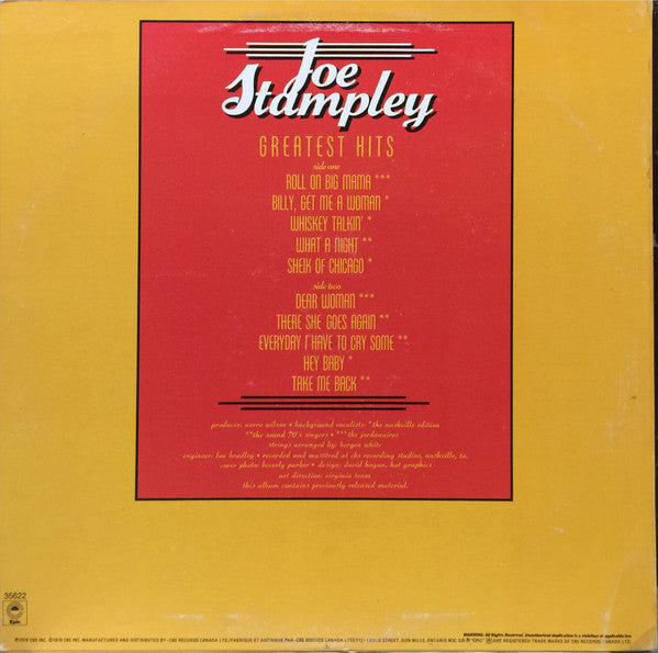 Joe Stampley – Greatest Hits -1978- Country ( Vinyl )
