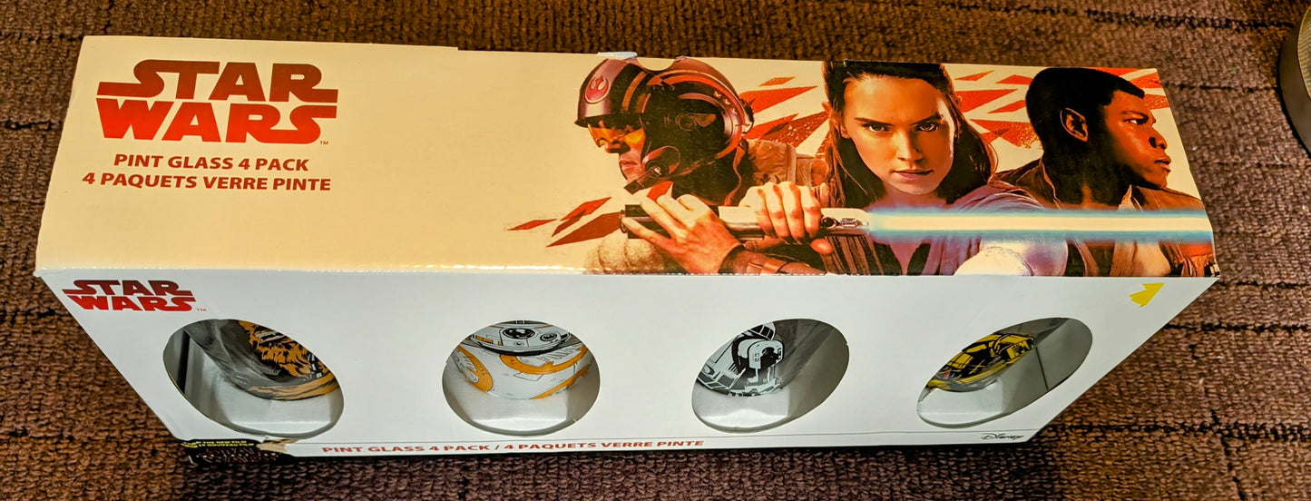 Star Wars Classic Pint Glass Set (Chewbacca, BB-8, R2-D2, C3-P0) NIB