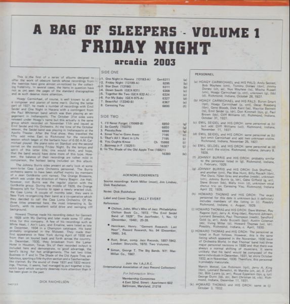 Hoagy Carmichael, Emil Seidel A.O. - A Bag of Sleepers vol. 1 -Big Band / Swing (vinyl)