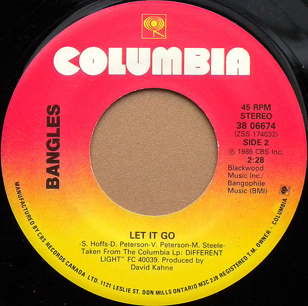 Bangles – Walking Down Your Street - 1986- Pop Rock - Vinyl, 7", Single (45 RPM )