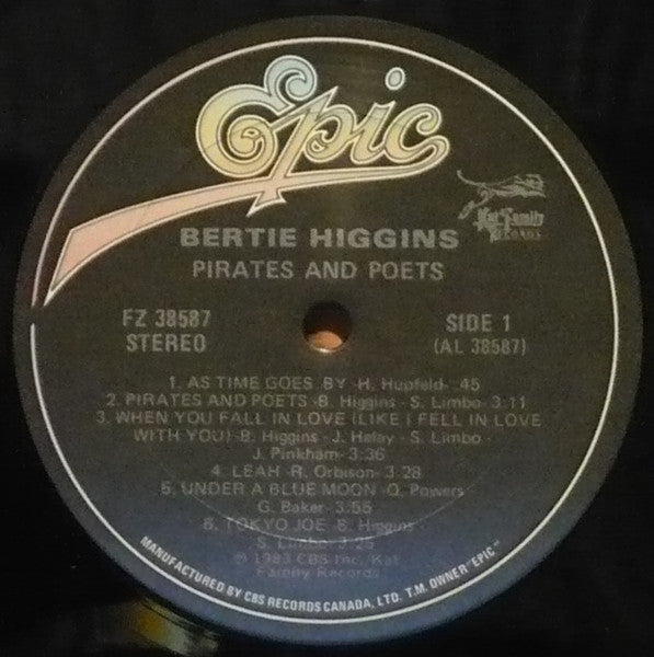 Bertie Higgins – Pirates And Poets - 1983-Rock, Pop Style:Soft Rock, Ballad (vinyl)