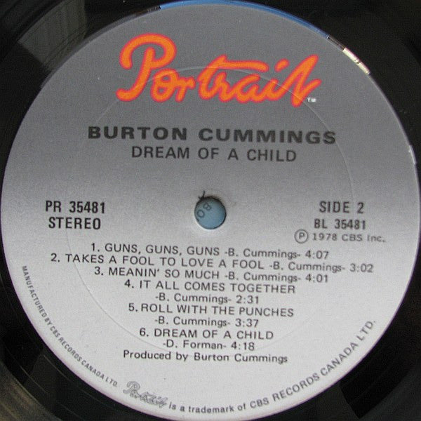 Burton Cummings Dream Of A Child 1978 Classic Rock vinyl