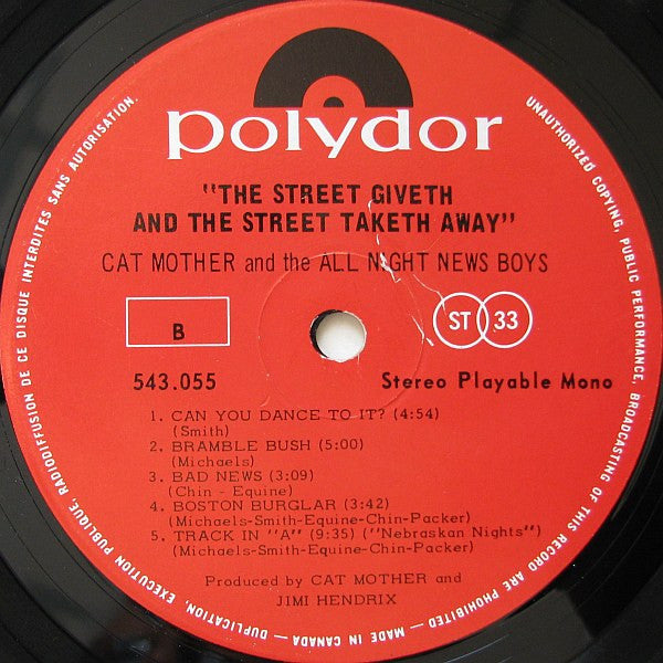 Cat Mother And The All-Night Newsboys – The Street Giveth.. And The Street Taketh Away -1969- Jazz, Rock, Funk / Soul, Blues Style: Garage Rock, Fusion, Funk (vinyl)