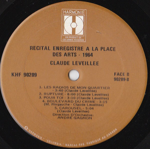 Claude Léveillée – Récital Enregistré A La Place Des Arts -Pop Style:Chanson (Vinyl)
