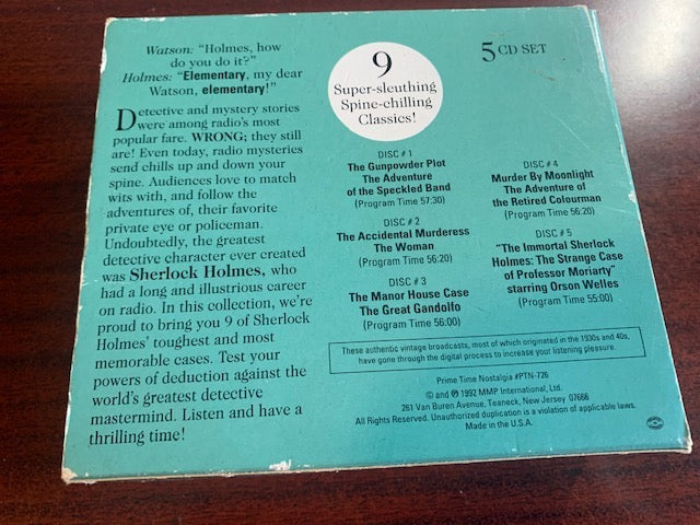 Radio's Greatest Detectives (5-CD Set, 1992, MMP International) Sherlock Holmes